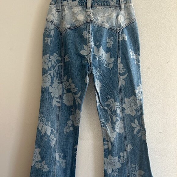 We The Free FP Blue Sky Yoke Floral Naomi Printed Slim Flare Mid Rise Jeans NWT - Picture 15 of 16